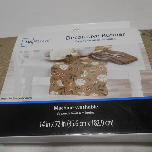 BRAND NEW BEAUTIFUL MAINSTAYS DECORATIVE LINEN TABLE RUNNER 14X72" 🌼 - Picture 4 of 9